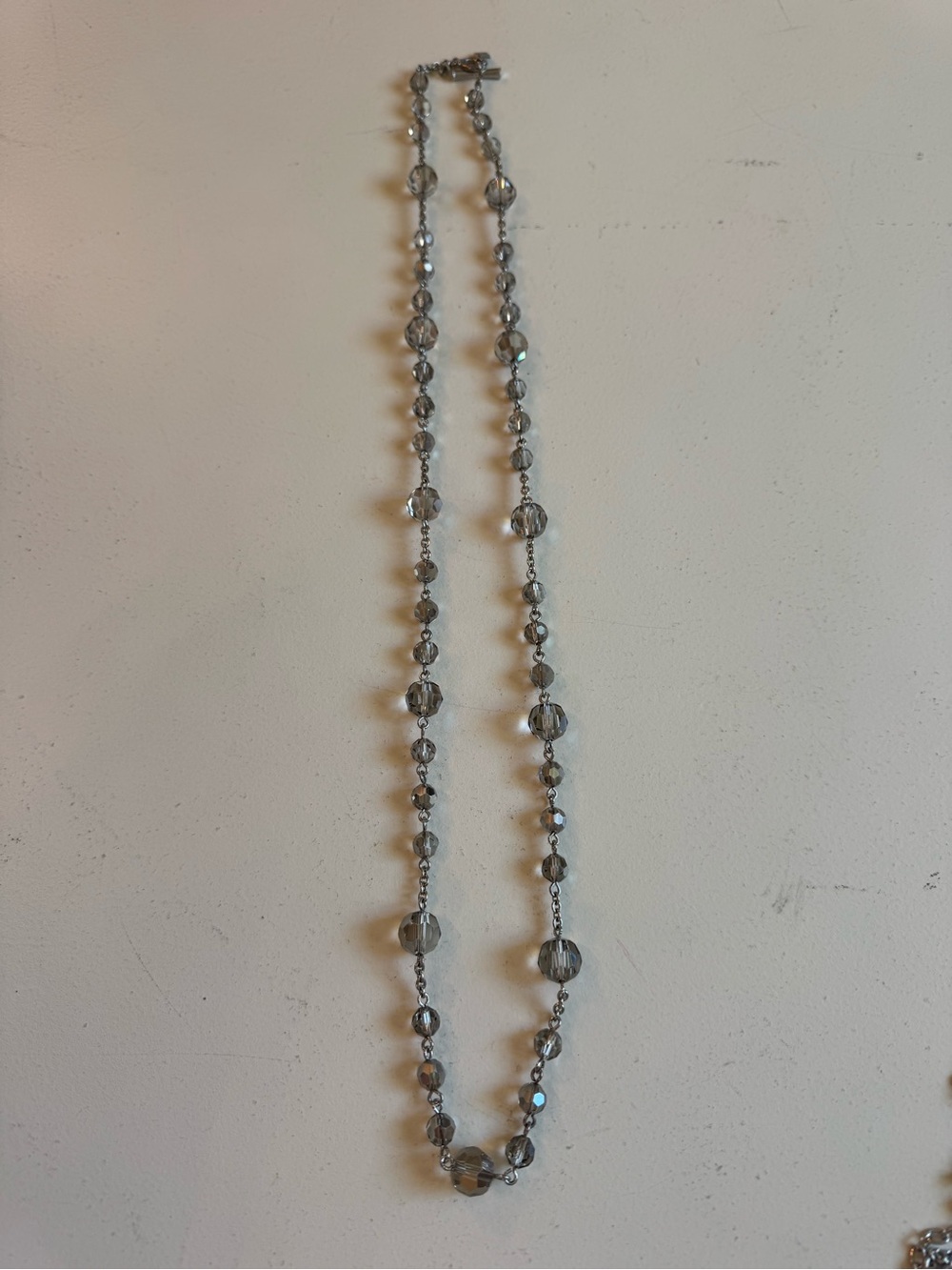 Classic Faceted Gray Bead Necklace - Unbranded